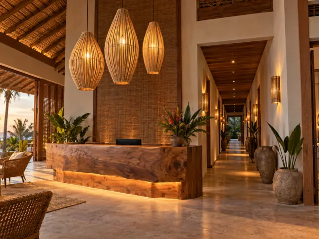 Hotel boutique: lobby, corredores e suítes